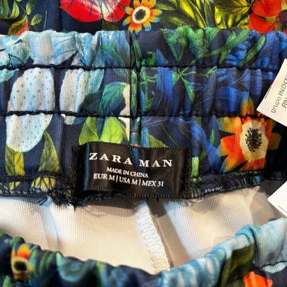 ZARA MAN  Floral Joggers with Blue & Red Racing Stripes GUCCI Style NWOT Men's M - Picture 10 of 11